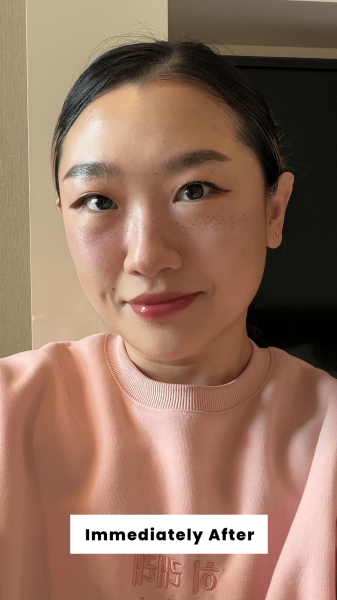 Han immediately after applying the Kulfi Double Life Serum Primer