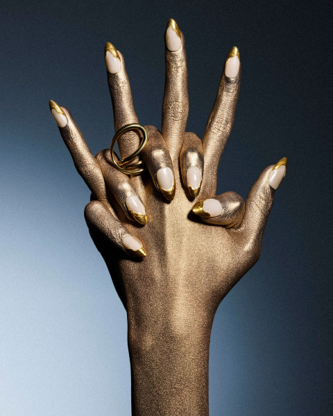 french manicure with nail art gold chrome french tips